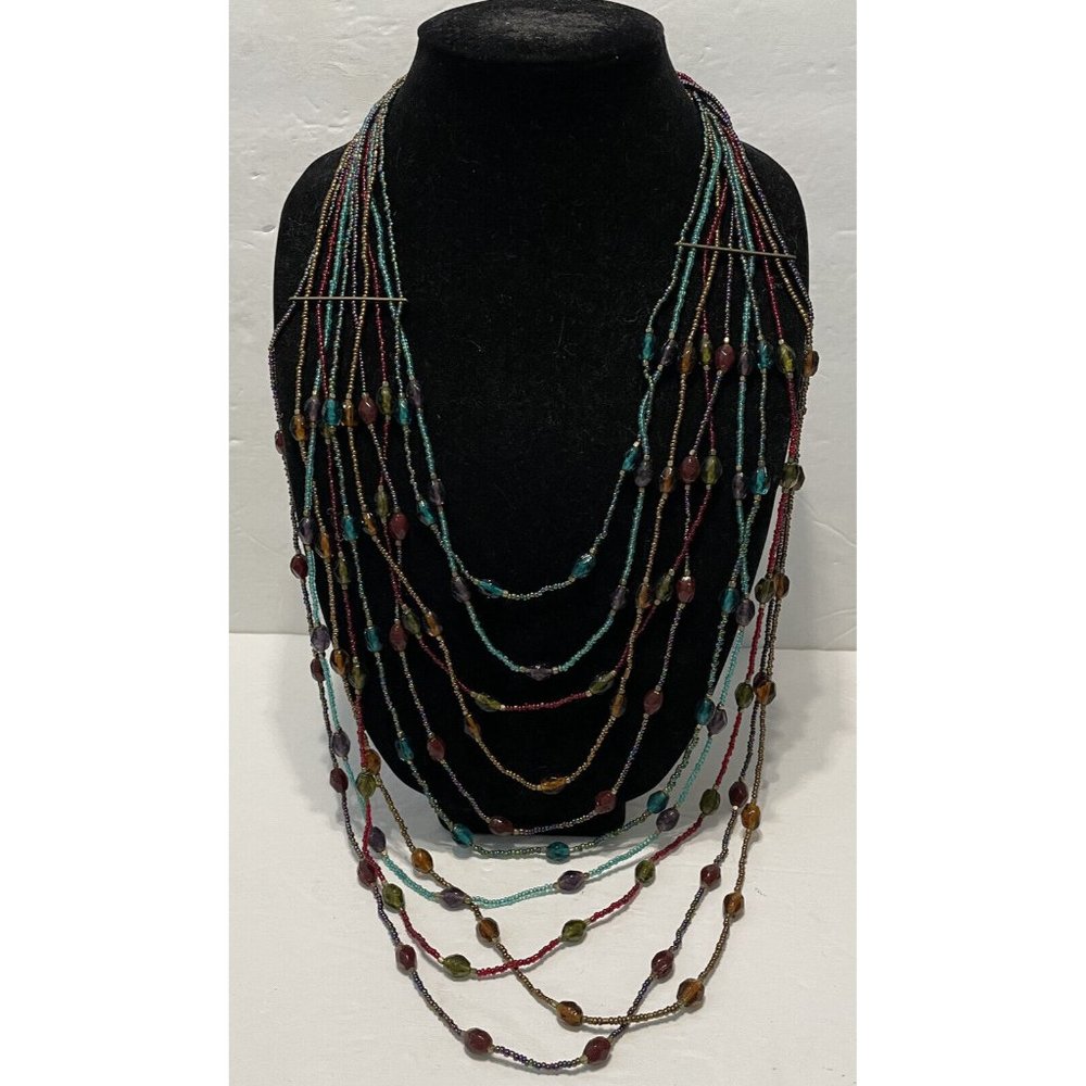 NWT Studio Works Boho Multistrand Seed Bead Beaded Statement Necklace
